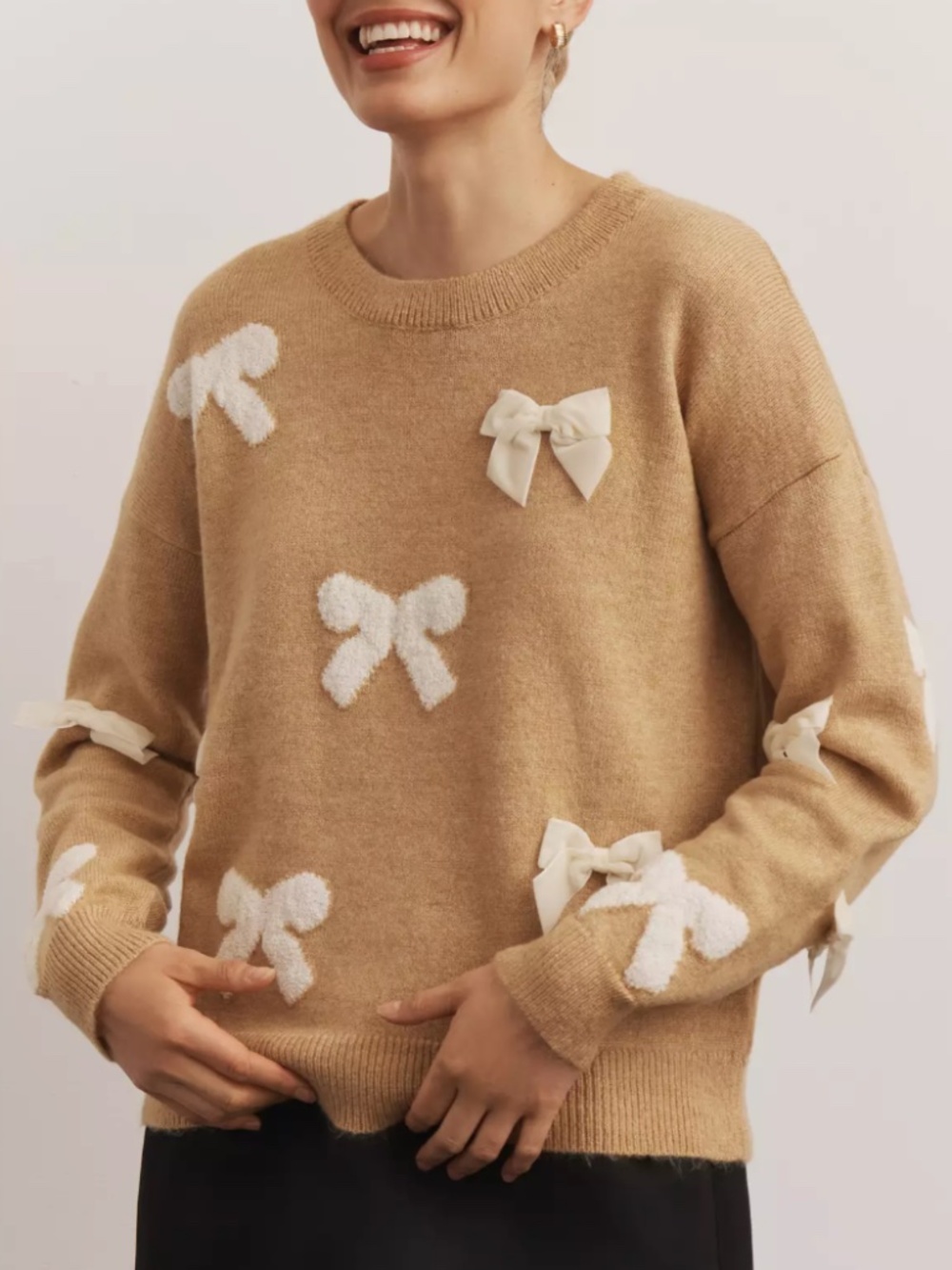 NWT Maeve 3D Bow Sweater Sz XL in Honey